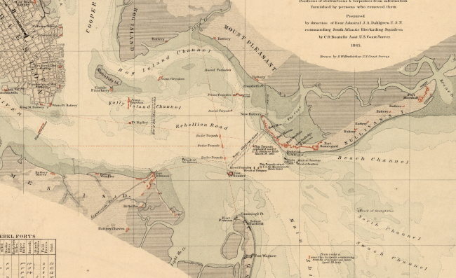 Cutout view of entrance to Charleston Harbor on General Map of CharlestonHarbor 