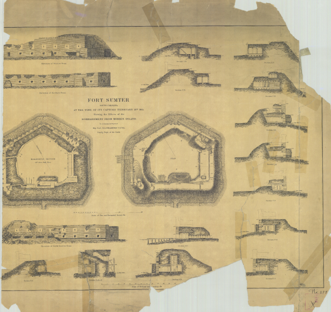 Drawings of Fort Sumter South Carolina at the time of its capture February 18th1865