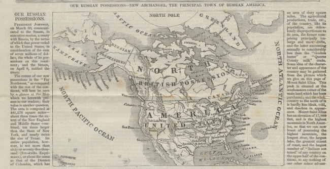 Map in Harper's Weekly showing the extent of our new possessionsin the Far Northwest, as compared with the rest of the continent