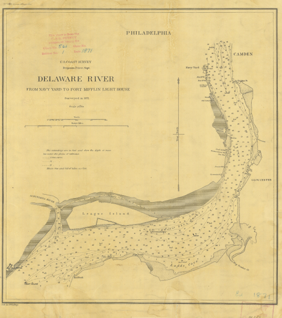 Chart of Delaware River from Navy Yard to Fort Mifflin Light House underBenjamin Peirce superintendent