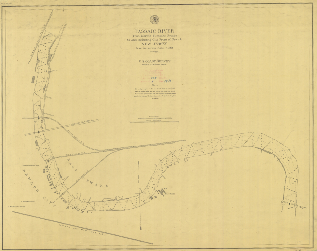 Chart of Passaic River from Morris Turnpike Bridge to and including City Frontof Newark, New Jersey Carlile P