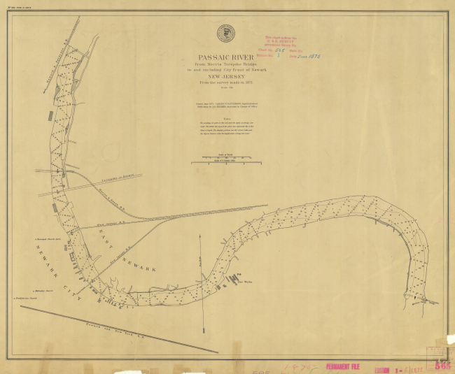 Chart of Passaic River from Morris Turnpike Bridge to and including City Frontof Newark New Jersey