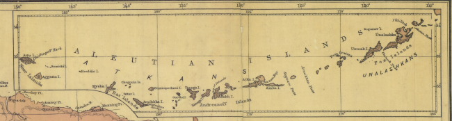 Inset map of the Aleutian Islands from Map Showing the Distribution of theTribes of Alaska and Adjoining Territory by W