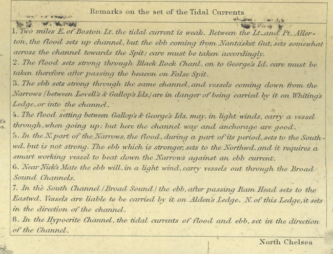 Remarks on the set of the Tidal Currents, from the chart of Boston Harbor, Mass