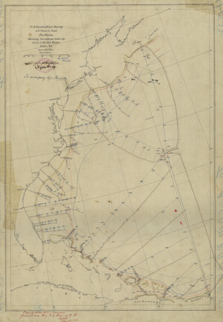 Map showing soundings taken by Coast and Geodetic Survey Steamer BLAKE