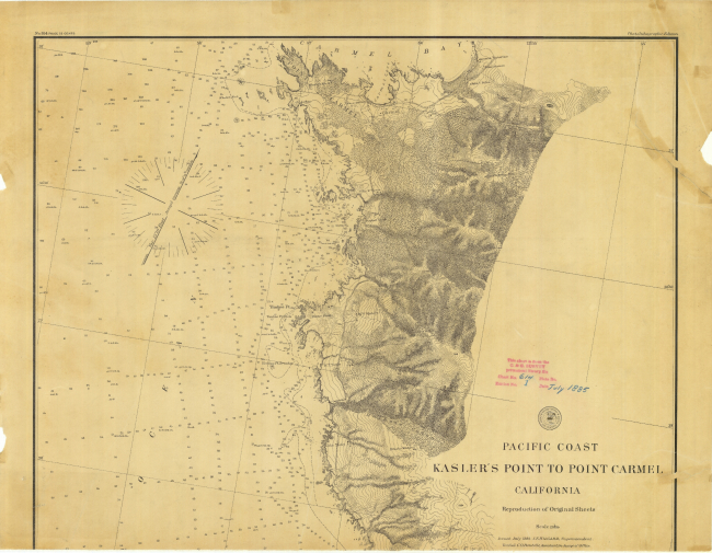 Nautical chart from Kasler's Point to Point Carmel, south of Monterey, northernhalf