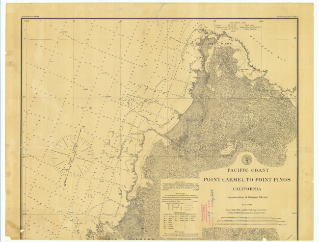 Nautical chart from Point Carmel to Point Pinos, south of Monterey, northernhalf