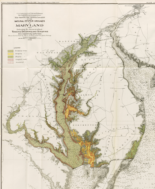Map of Natural Oyster Grounds of Maryland by the U