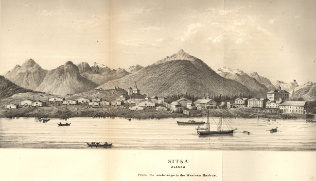 A view of Sitka from the anchorage in the western harbor