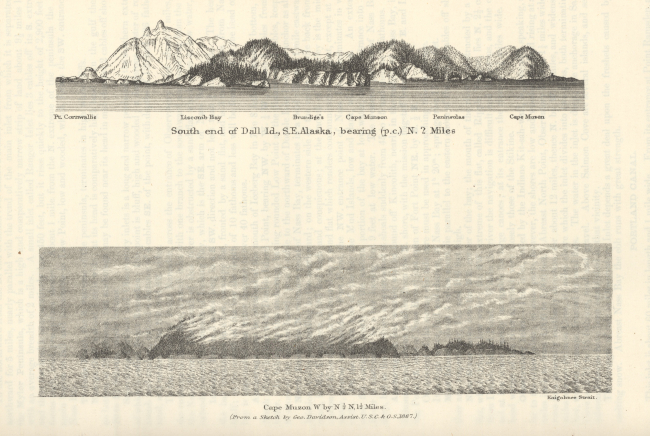 Views of the south end of Dall Island and of Cape Muzon