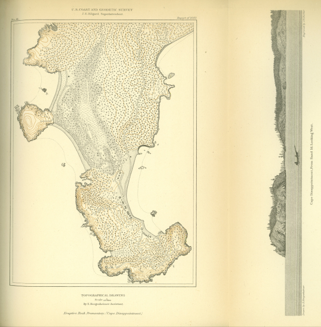 Topographic map of Cape Disappointment, Washington, by Edwin Hergesheimer, oneof the greatest of Coast Survey topographers and cartographers