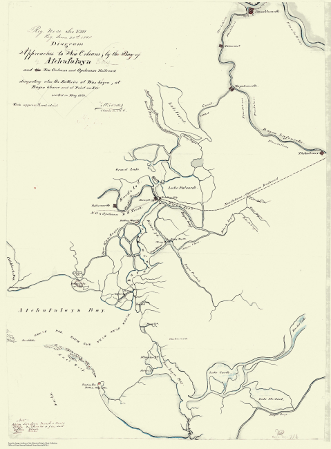 Map of the approaches to New Orleans, by the Bay of Atchafalaya and the NewOrleans and Opelousas Railroad