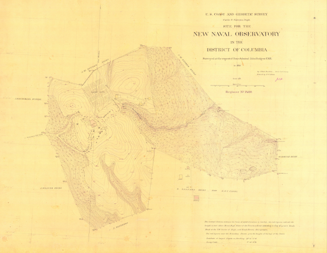 Topographic map of the Site for the New Naval Observatory, surveyed at therequest of Rear-Admiral John Rodgers, by Charles Junken, Assistant U