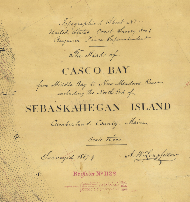 Title block of survey sheet T-1129 Heads of Casco Bay