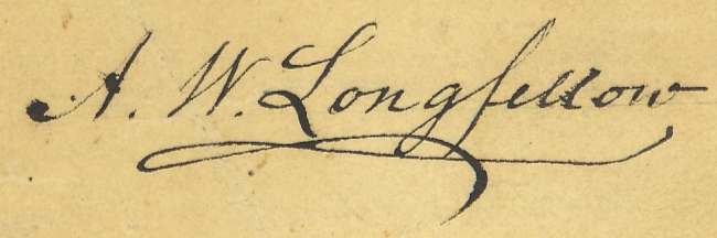 Signature of Alexander Wadsworth Longfellow of the Coast Survey, brother ofHenry Wadsworth Longfellow