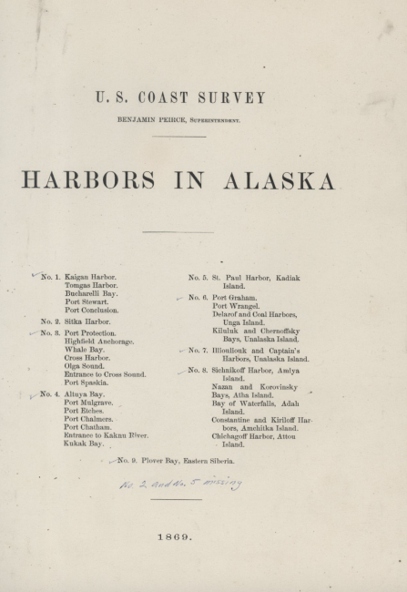Table of contents for Harbors of Alaska