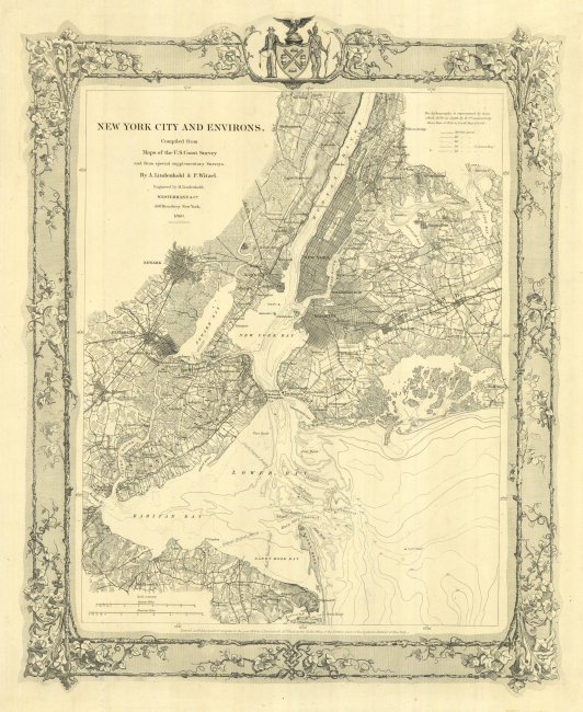 A map of New York City and Environs by Adolph Lindenkohl and P