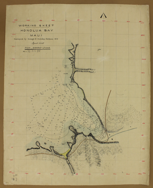 Early hydrographic survey of Honolua Bay by George E