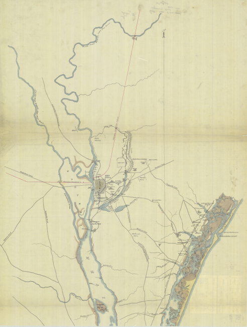 Copy of a map of Cape Fear River and adjoining Coast of North Carolina made frommaterial furnished by the U