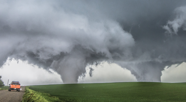 Twin violent (EF4) tornadoes outside of Wisner, Nebraska on June 16, 2014