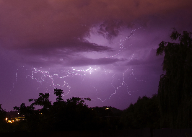 Monsoonal lighting storm captured from backyard