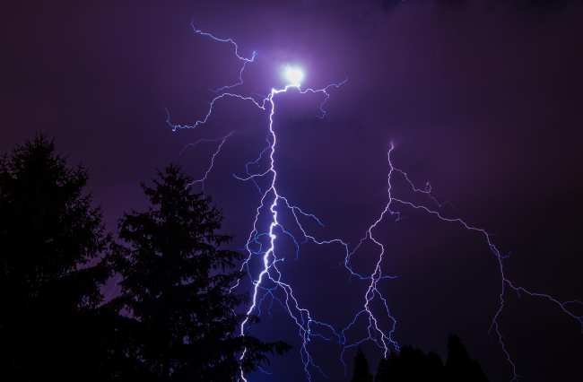 Lightning!  seen from backyard in Rochester, New York, in the town of Greece