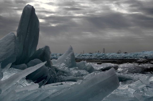 The Lake Erie ice floe created otherworldly conditions at Marblehead LighthouseState Park