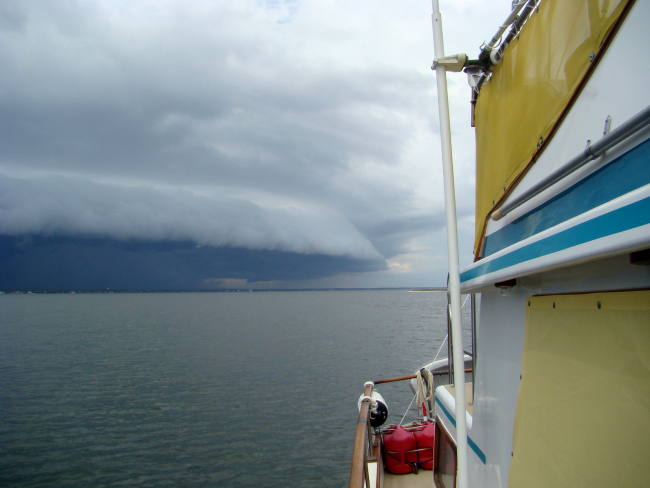 Shelf cloud approach while anchored in Santa Rosa Sound Florida