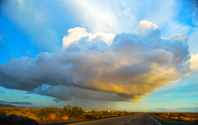 A passing storm seen on a road trip from Los Angeles to Phoenix on Interstate 10