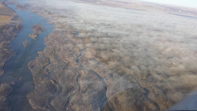 Foggy morning over the Platte River near Gibbon, Nebraska