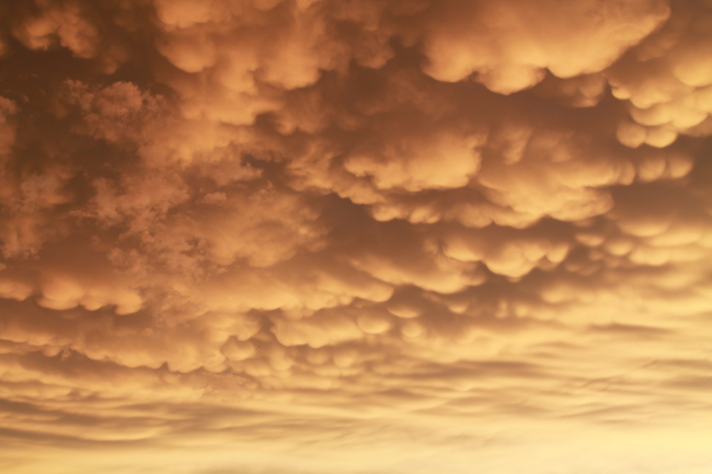 Mammatus clouds at sunset in Lusk, Wyoming