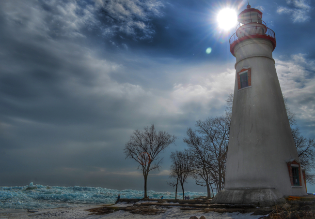 The Lake Erie ice floe created otherworldly conditions at MarbleheadLighthouse State Park