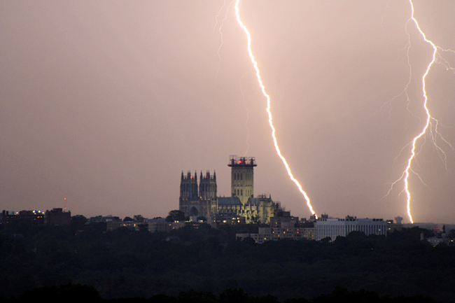 Lightning Over Washington National Cathedral
