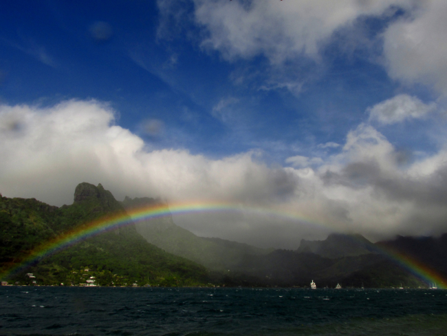 A rainbow following a tropical downpour