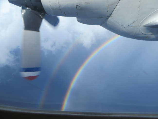 Double rainbow in Hurricane Edouard taken form NOAA P-3 aircraft