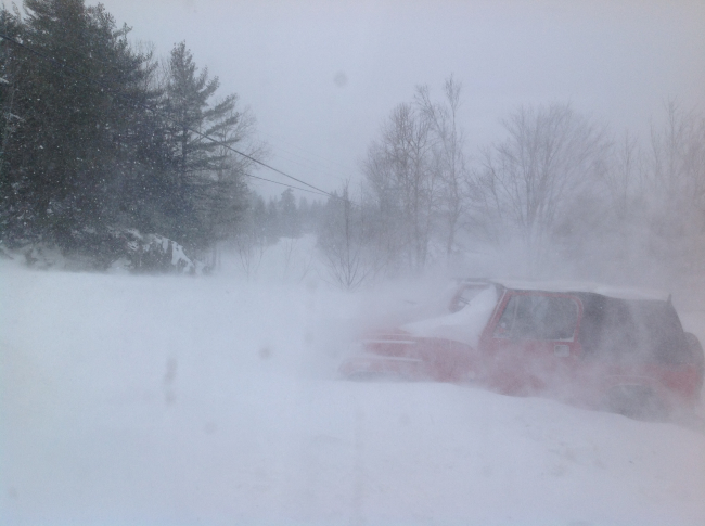 Our Jeeps in the brunt of the 70+ MPH winds and snows of theValentine's Blizzard