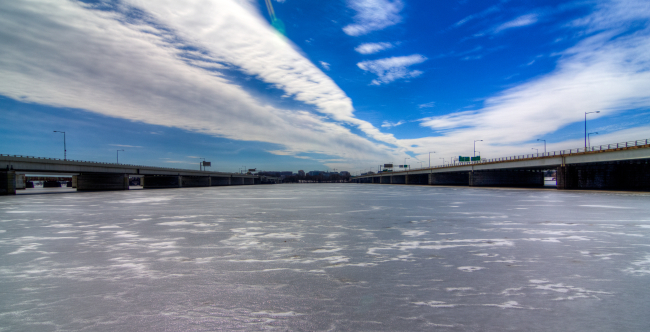 The frozen Potomac River
