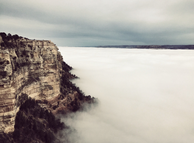 A  temperature inversion causing a sea of fog at the Grand Canyon