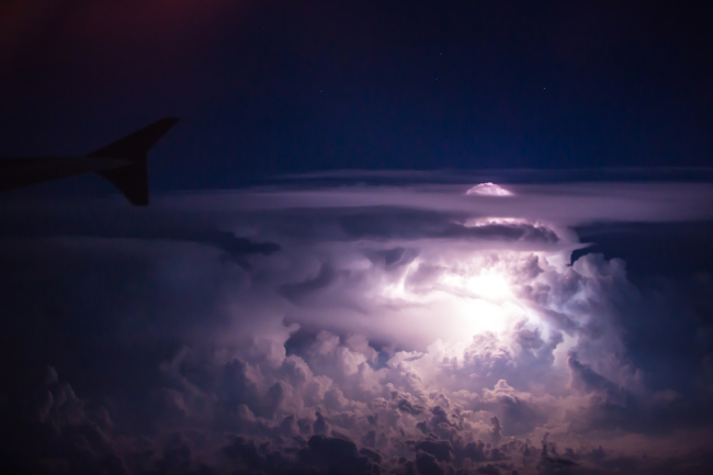 A lightning storm at 30,000 feet