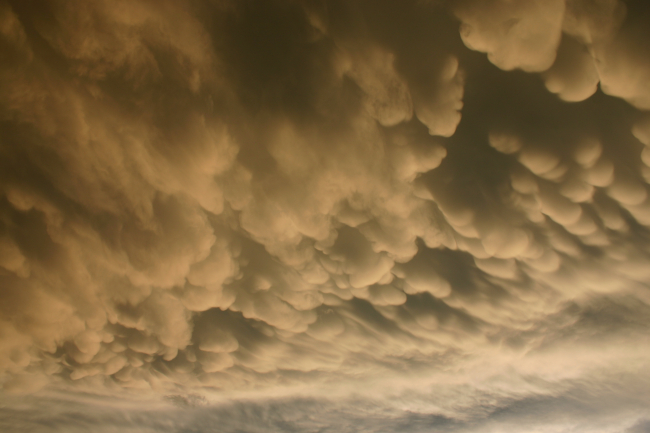 A look into a storm cloud -mammatocumulus clouds