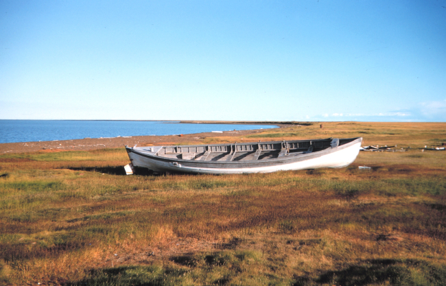An abandoned whale boat from years before