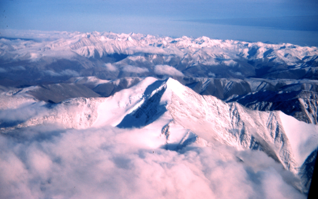 View from the airplane of Alaska coastal ranges