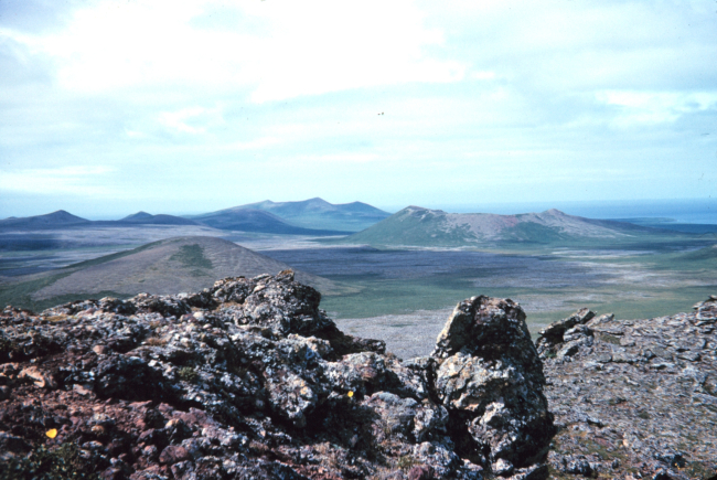 Pribilof Islands view with volcanic cone