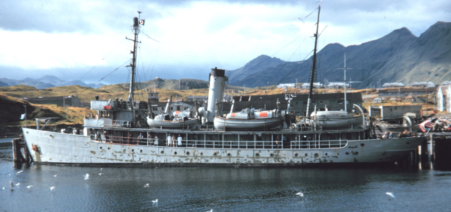 The old C&GS; Ship SURVEYOR at Dutch Harbor looking a little worse for the wear