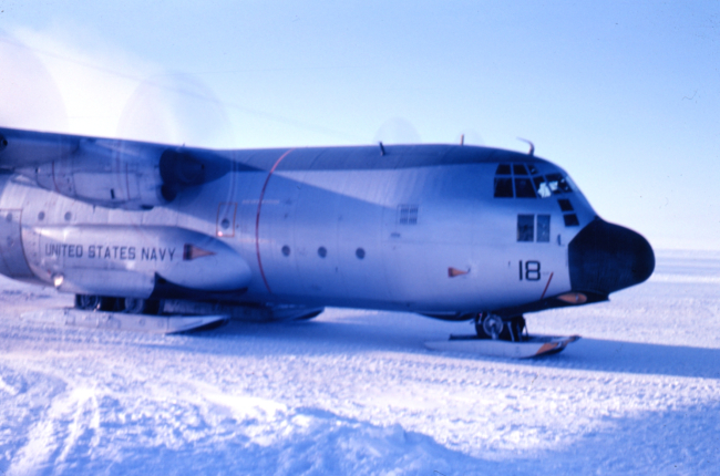 The last plane at South Pole Station before the fall sunset