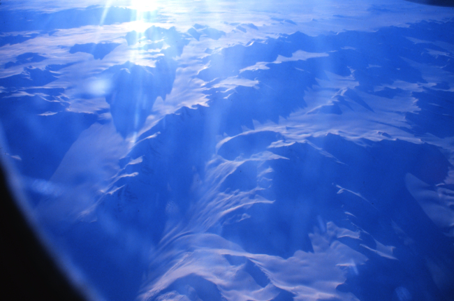 Passing over coastal Antarctic mountains on the way to McMurdo Sound Station