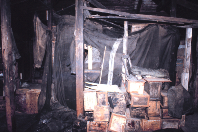 Supplies in interior of Scott's Hut Point Shelter