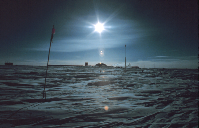 A distant view of South Pole Station