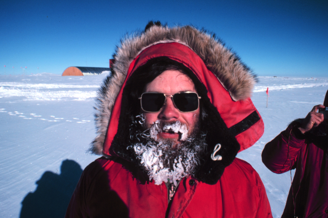 Lieutenant John Bortniak out for a stroll at the South Pole