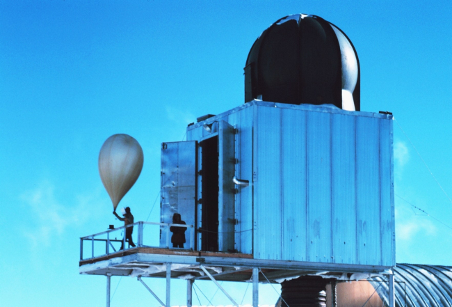 #1 - Releasing a weather balloon at the South Pole meteorological station